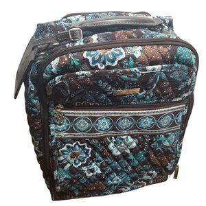 Vera Bradley 19-20" Java Blue Brown Carry-On Rolling Suitcase w/Tolietry Bag
